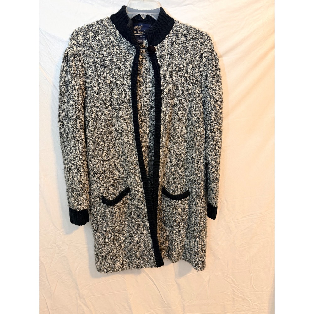 Monte par le Chois II Womens 3X Vintage Marled Knit Cardigan Black White Sweater